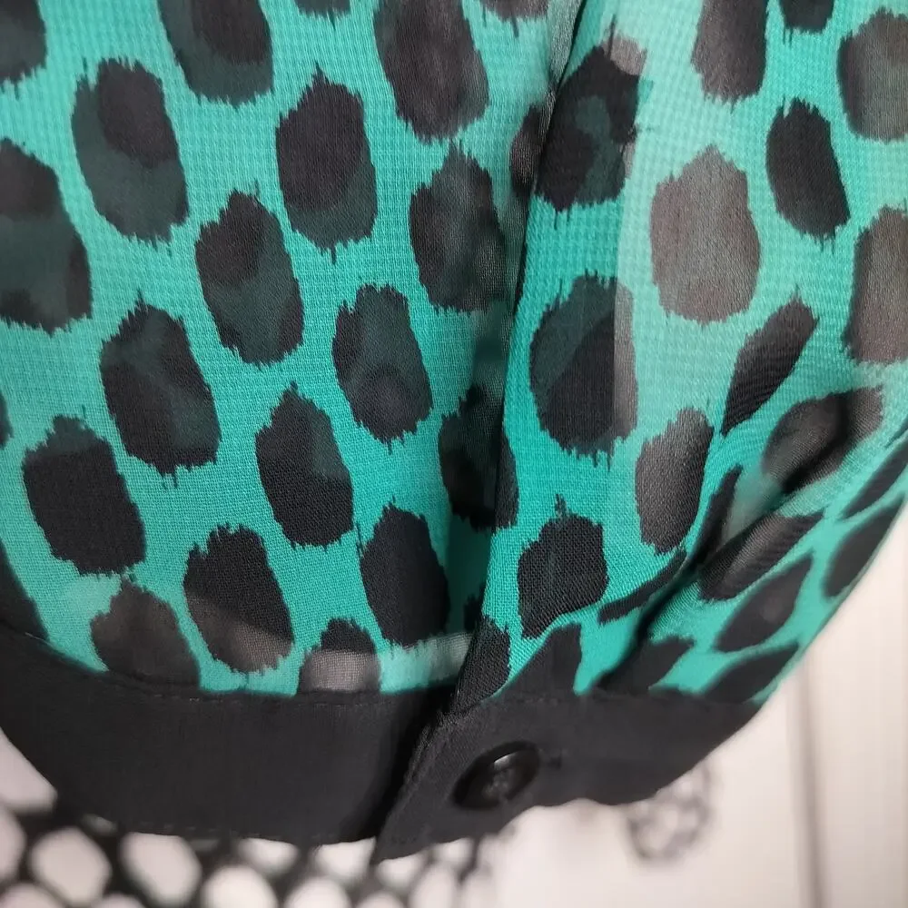 5146)Chico's Sheer Multicolor Geo print Long Sleeve V Neck  Blouse 3(US XL/16) - Picture 6 of 8